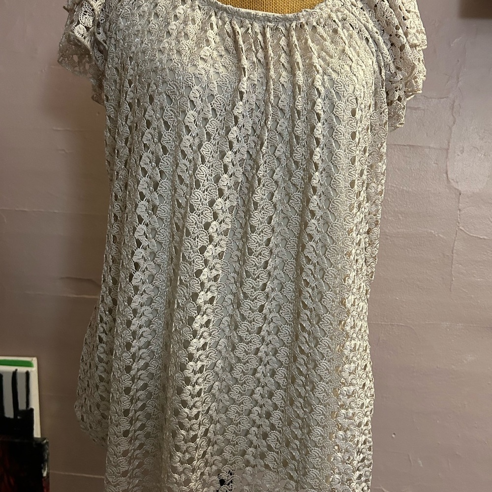 Cream Lace Short Sleeve Top